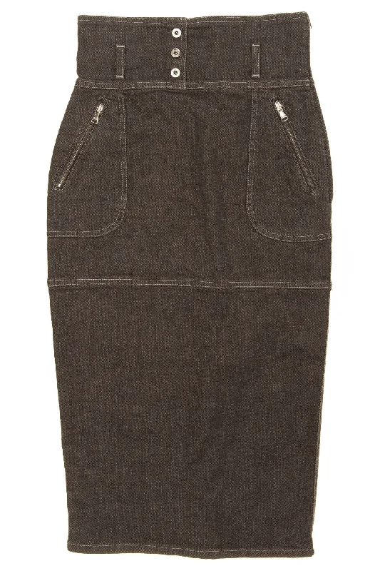 D& G Dark Grey Denim Pencil Skirt - IT 40