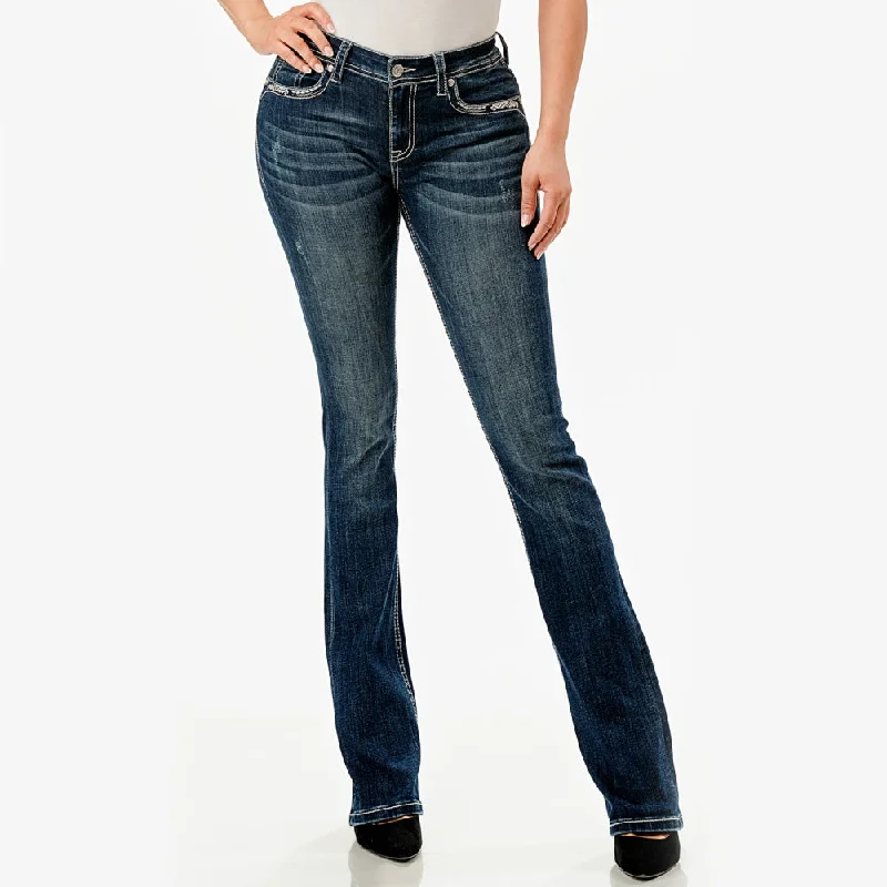 Grace in L.A. Womens Embroidery Bootcut Jeans - EB51920