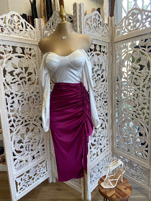 Raspberry Ruched Skirt