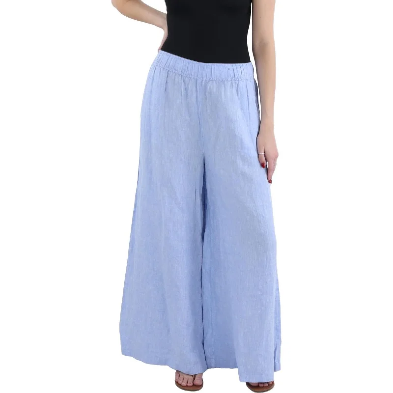 Womens Linen High Rise Wide Leg Pants