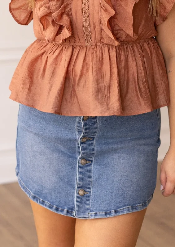 The Lacey Mid-Wash Denim Skort