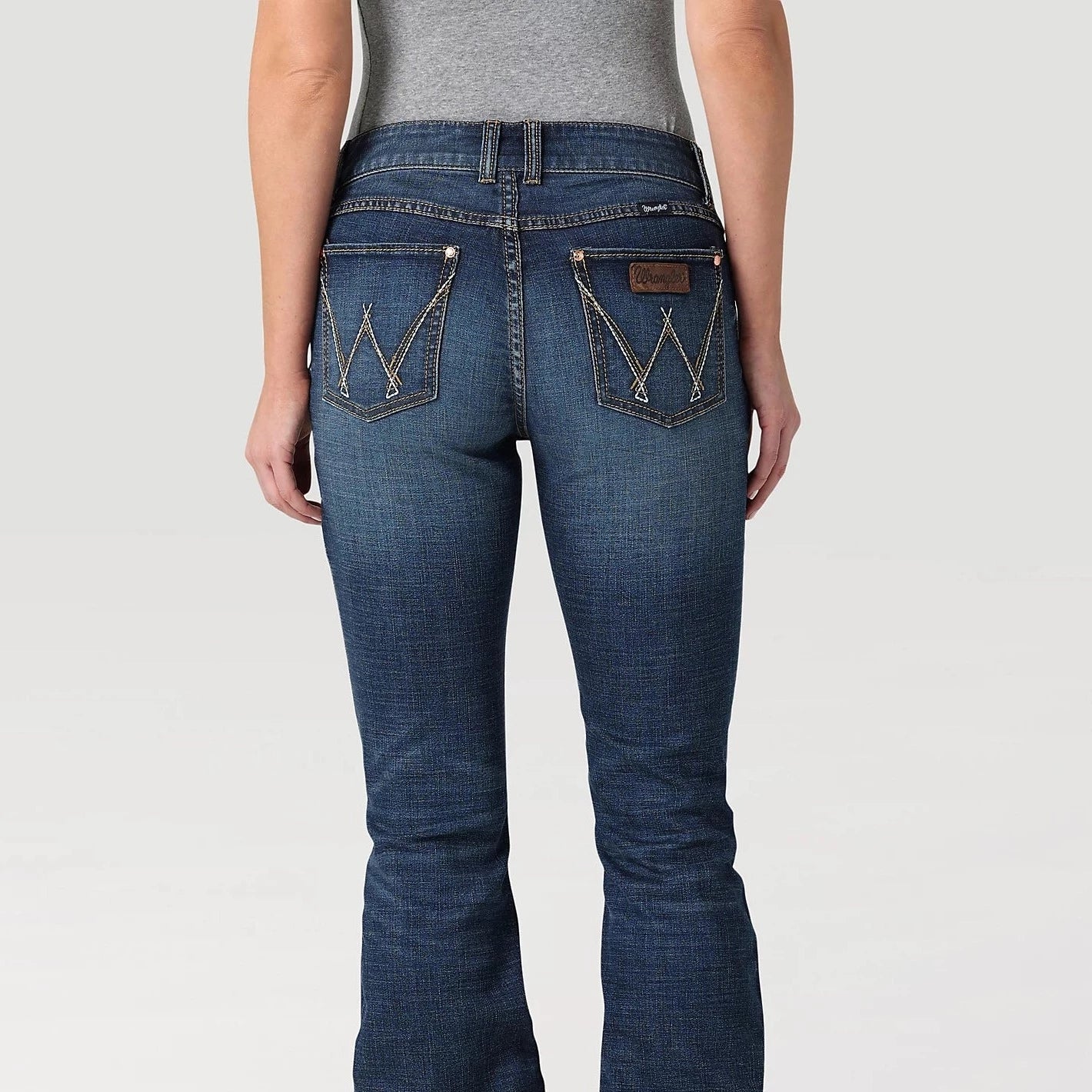 Wrangler Retro Women's Mae Mid Rise Bootcut Jean in Dark Blue (Available in Regular & Plus Sizes)