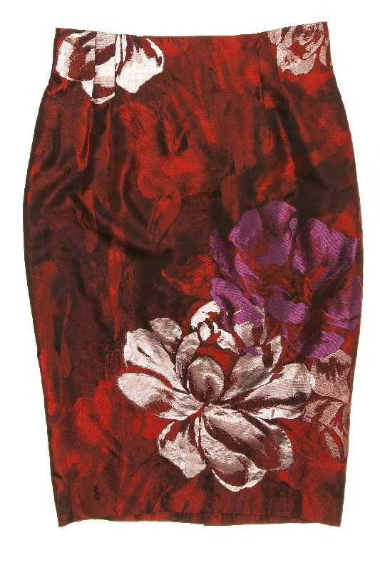 Blumarine - New With Tags Red, Purple and White Floral Pencil Skirt - IT 42