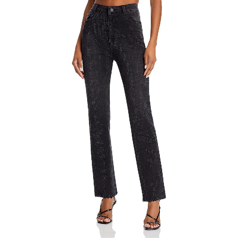 Womens High Rise Emellished Ankle Jeans