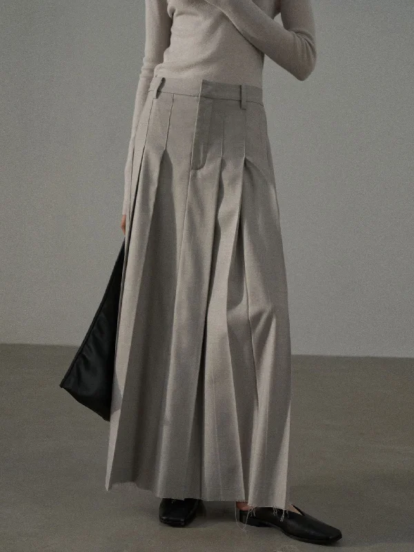 [Stylish] Slim Cutting Wool Long Skirt