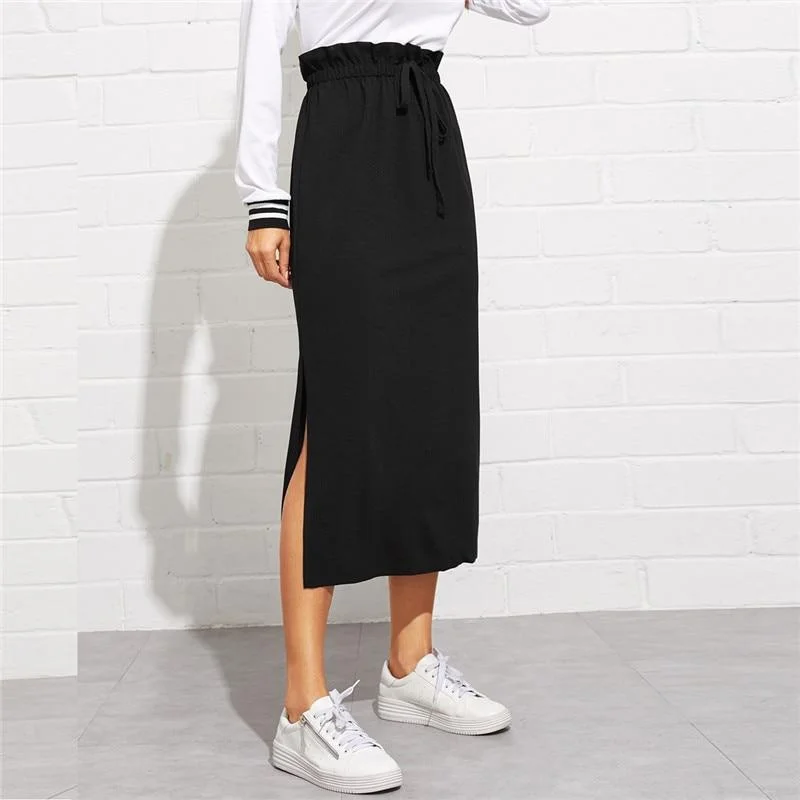 Paperbag Waist Midi Skirt