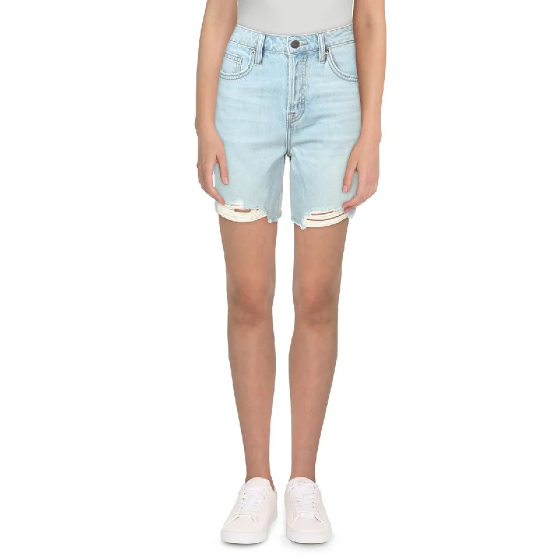 Hidden Jeans Womens Destroyed Mom Denim Shorts