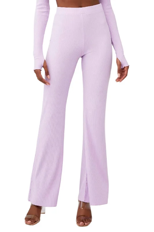 Layer Up Pants In Lilac Rib Knit