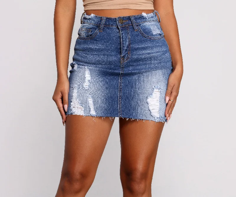 Distressed To Impress Denim Mini Skirt