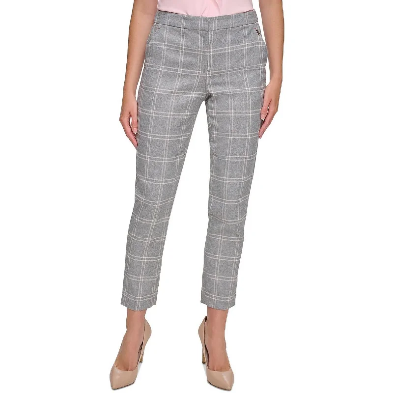 Womens Cropped Plaid Cropped Pants