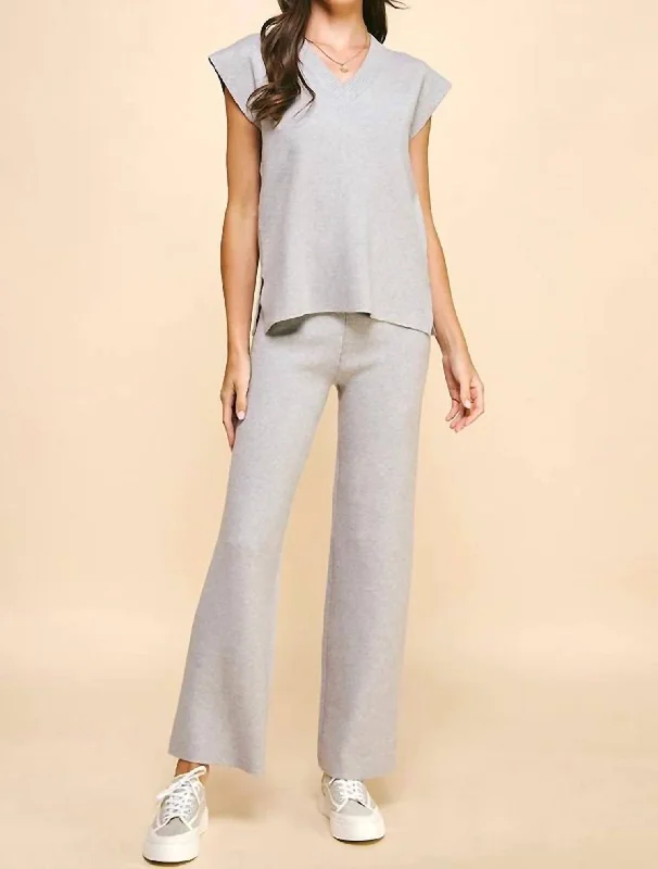 Straight Leg Sweater Pants In Grey