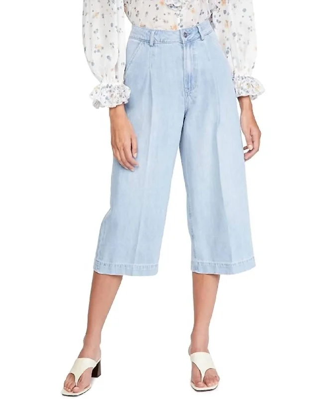 Clarice High Waist Culotte Crop Jeans In Blue