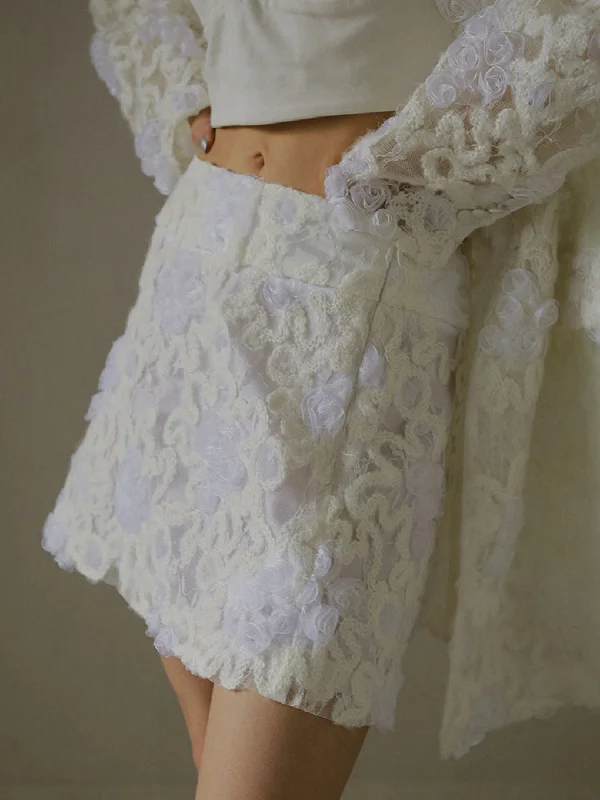 FLOWER MIX LACE SHEER SKIRT