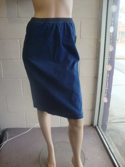 Stretch Denim or Stretch Drill Knee Length Skirt