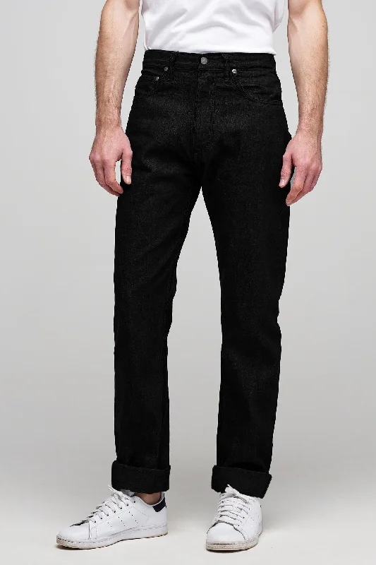 Men's Straight Cut Selvedge Jean - Black Raw Denim