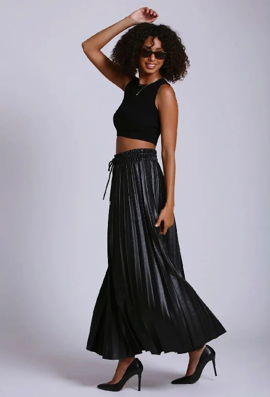 Faux-Ever Leather Pleated
Maxi Skirt