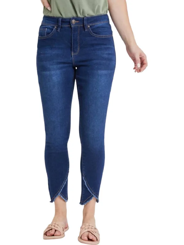 Tulip Hem Ankle Jeans In Midnight Sky Blue