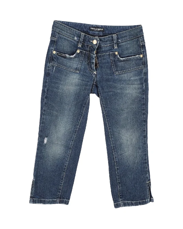 Dolce & Gabbana Cropped Denim Jeans in Blue Cotton