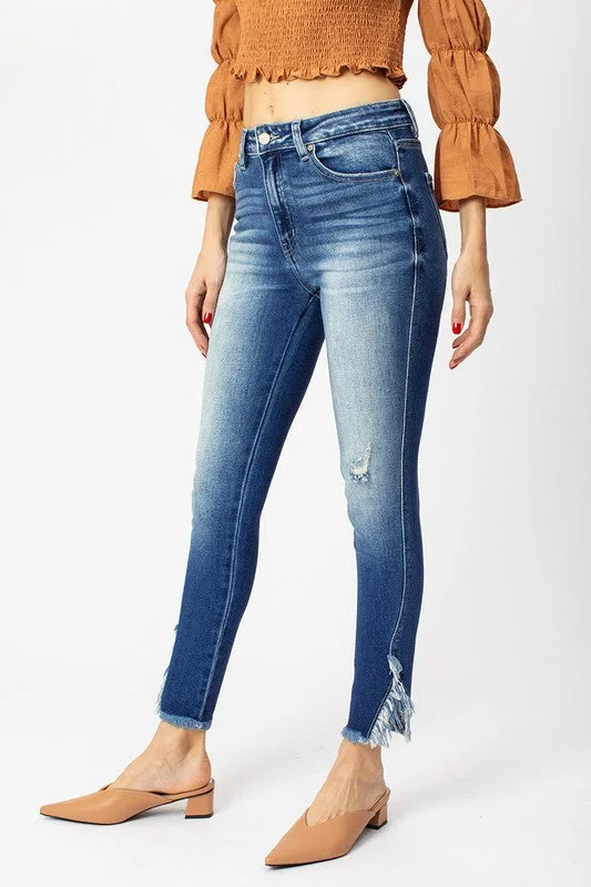 High Rise Ankle Detail Skinny Jeans