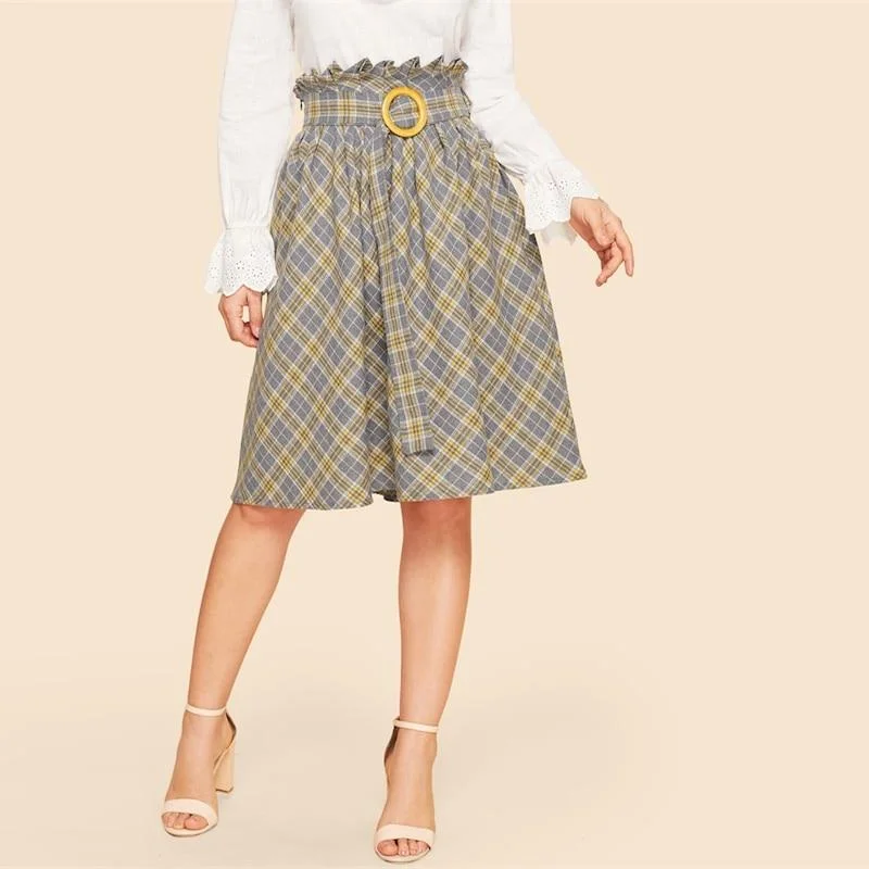 Vintage Flare Belted Skirt