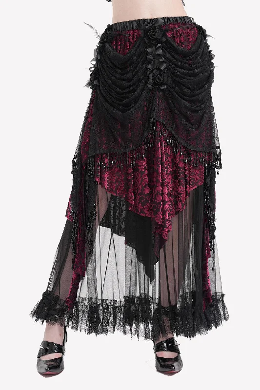 Draped in Darkness Beaded Maxi Skirt