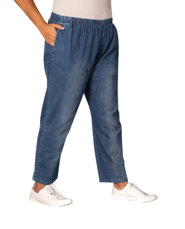 Plus Size Relaxed Leg Premium Denim Jeans In Medium Wash Denim