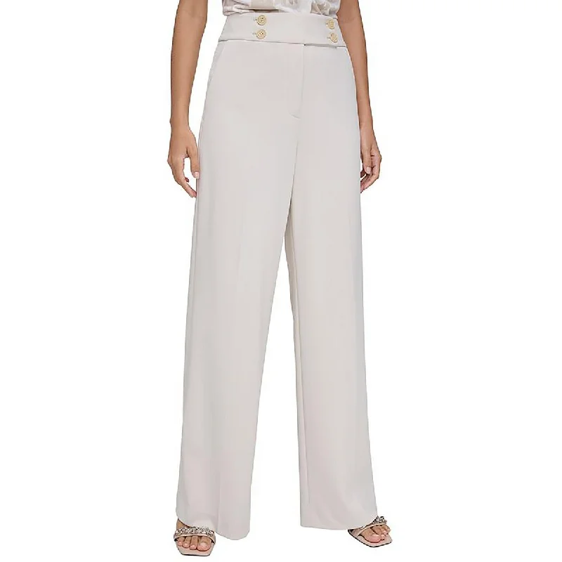 Womens Pocketed High Rise Wide Leg Pants