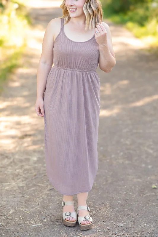 Reagan Ribbed Midi Dress - Mocha by Michelle Mae