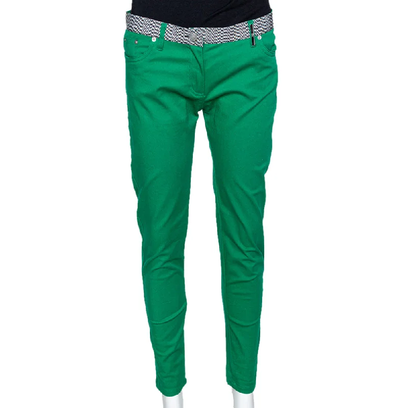 Kenzo Green Cotton Contrast Waist Band Trousers