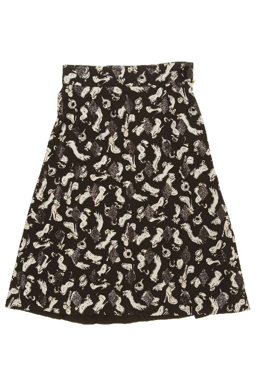 Louis Vuitton - White and Black Print Skirt - FR 40