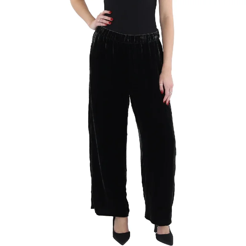 Womens Velvet Elastic Waist Ankle Pants