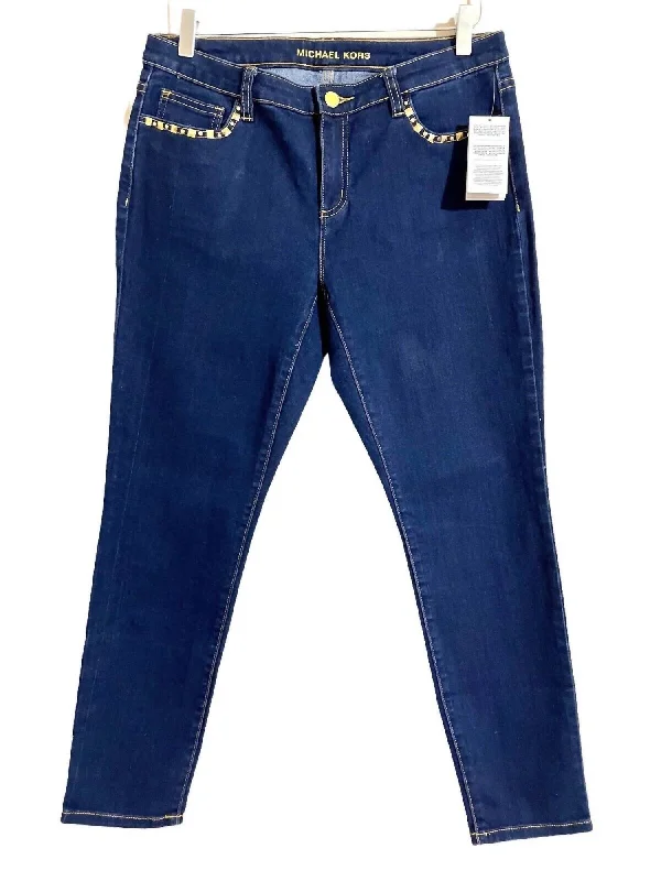 Women's Studded Skinny Jeans In Blue