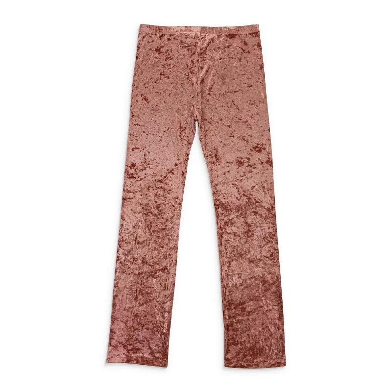 CALLIPYGIAN CRUSHED VELVET DUSTY PINK WOMEN'S STRAIGHT PANTS