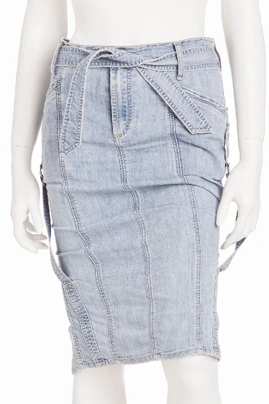 Versace  - Denim Pencil Skirt with Zippers -