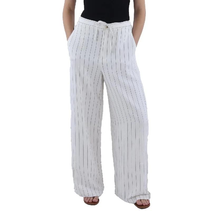 Womens Pinstripe Tie Waist Dress Pants