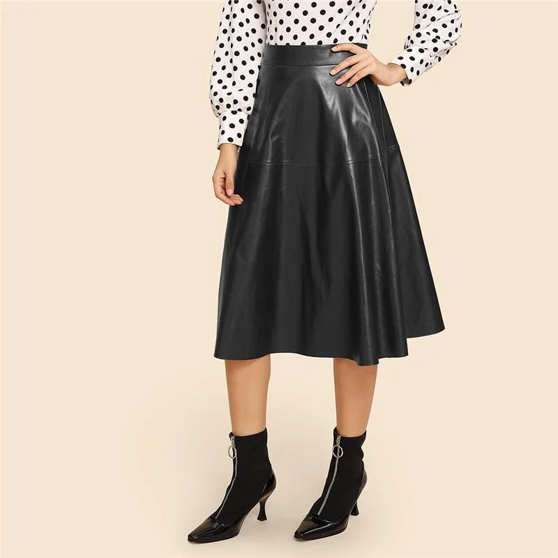 Vintage Plain Flare Skirt