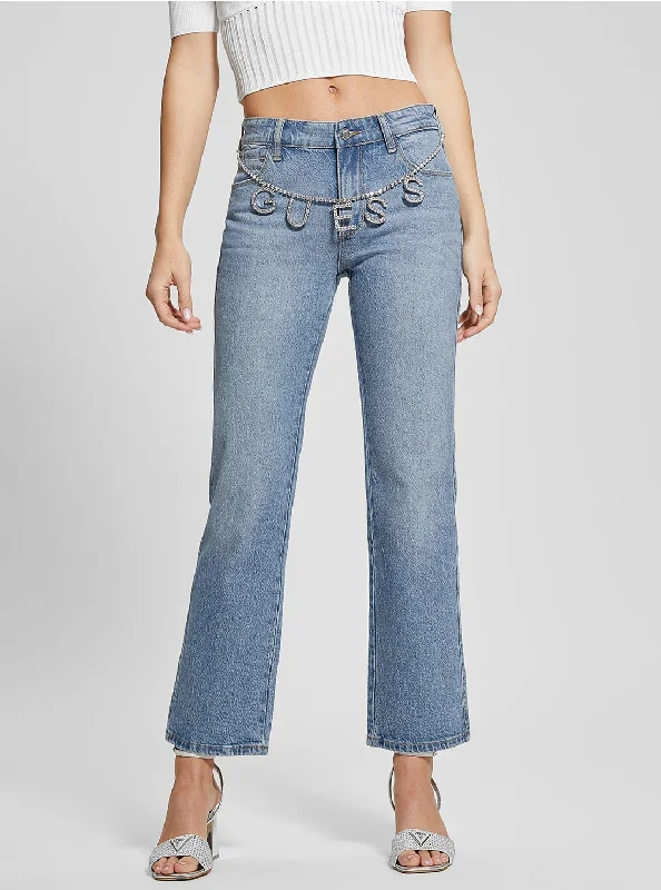 Mid-Rise Sexy Straight Leg Jeans in Light Wash