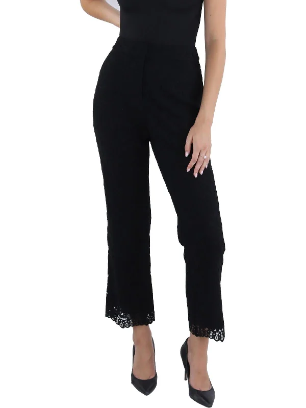 Dara Womens Lace High Rise Flared Pants