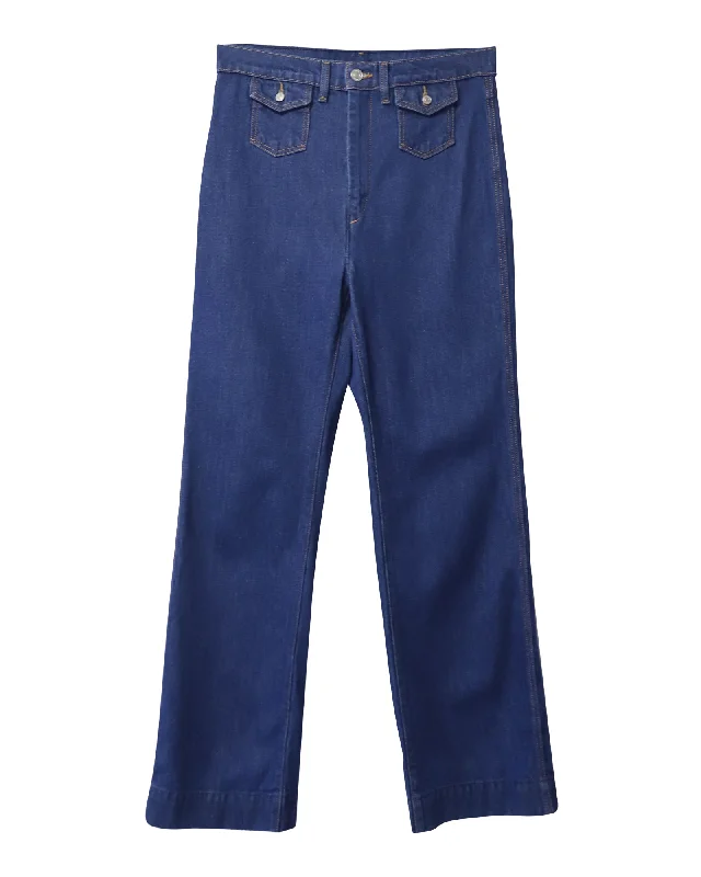 Re/done Straight Leg Denim Jeans in Blue Cotton