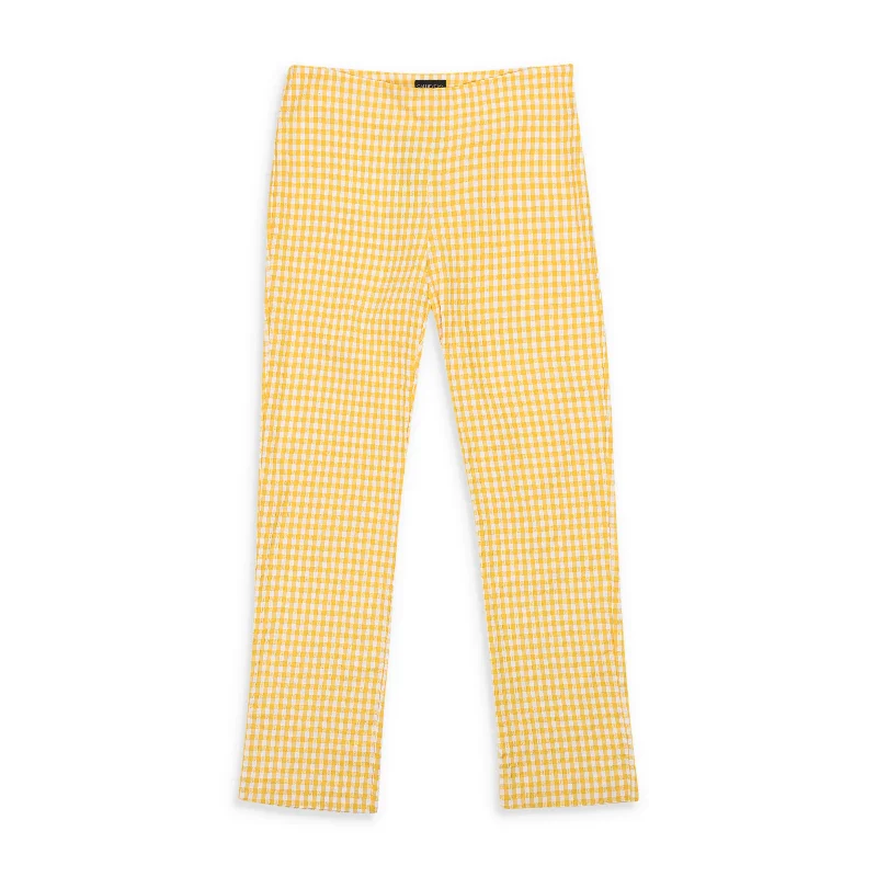 CALLIPYGIAN SEERSUCKER GINGHAM YELLOW NARROW PANT