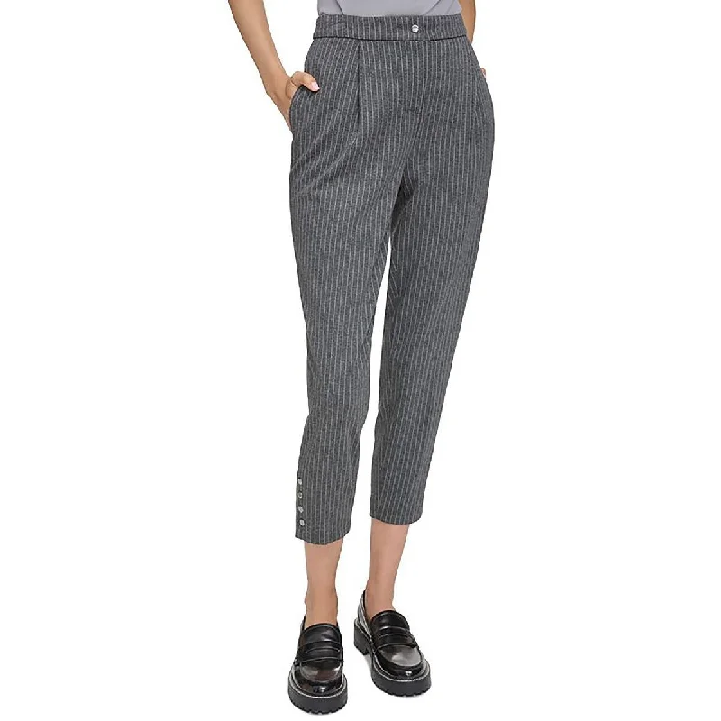 Womens Cropped Pinstripe Cropped Pants