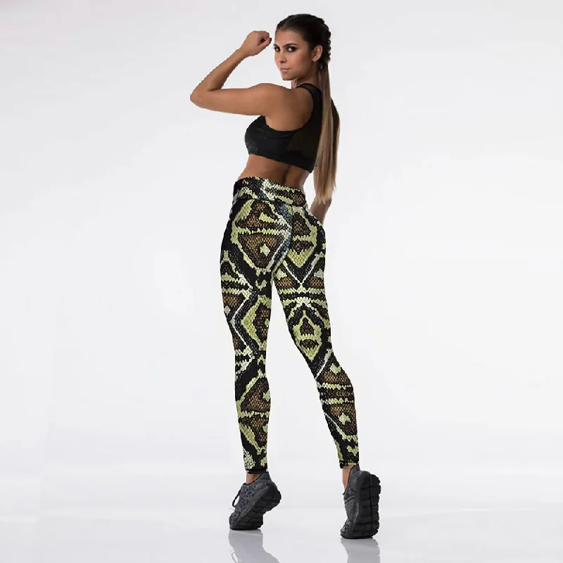 Sexy Snakeskin Print Skinny Fashion Women's Sportswear High Waist Leggings