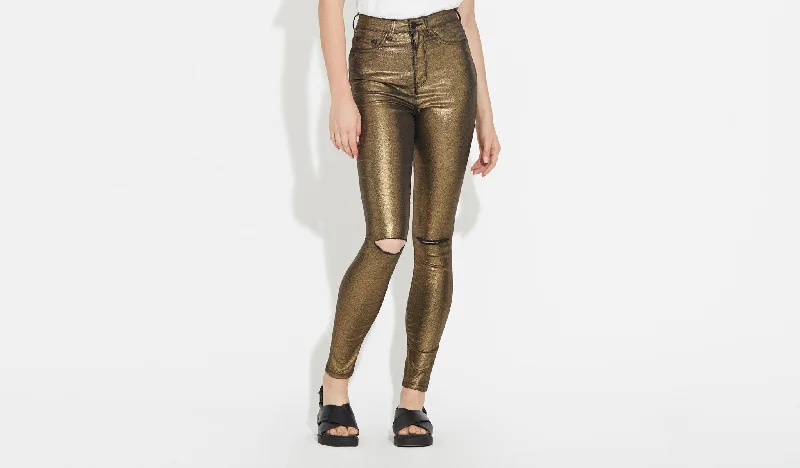 Anika | High Rise Skinny - Metallic Gold