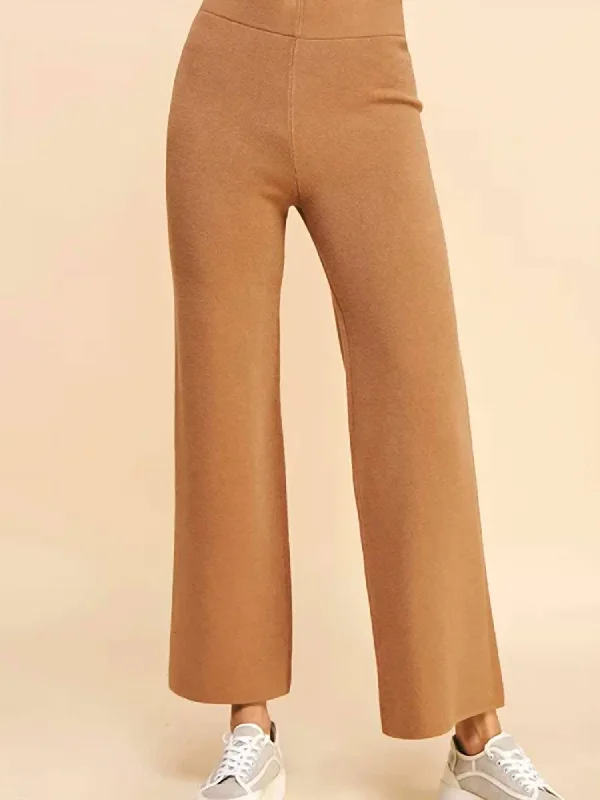 Straight Leg Sweater Pants In Camel