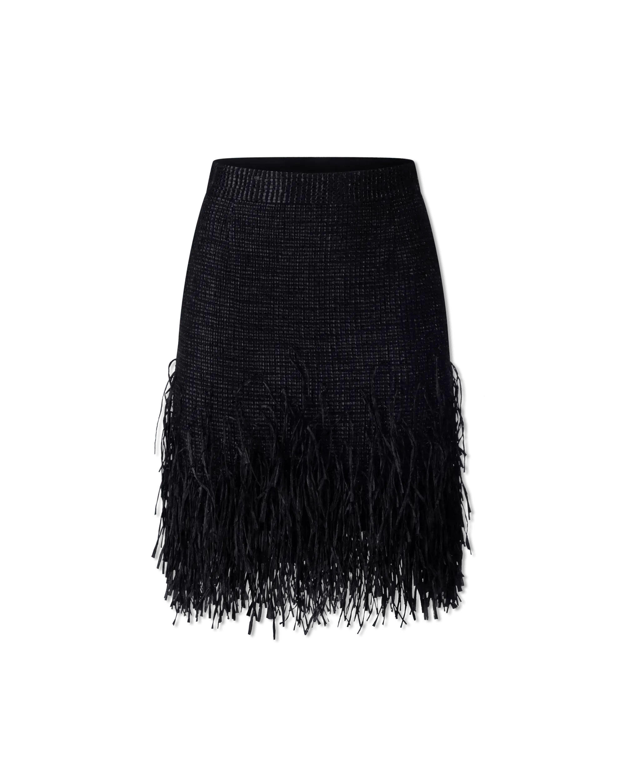 Fringe-Trimmed High Waisted Skirt