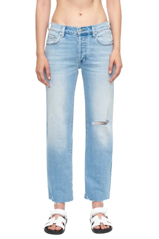 Maya Mid Rise Easy Straight Ankle Jeans In Valley Distressed